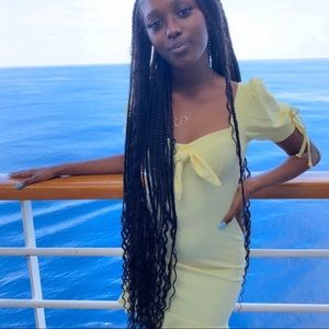 A summery bright yellow mini dress